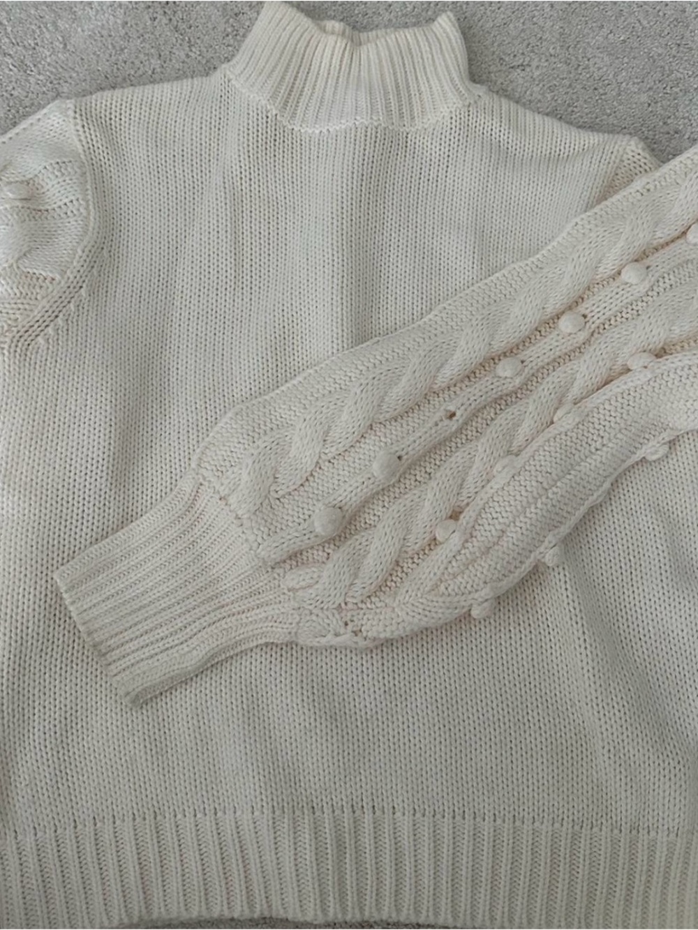 Cable-Sleeve Turtleneck Sweater